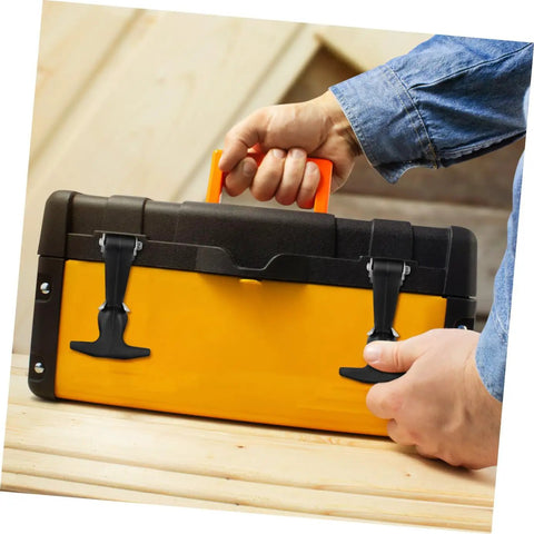 2 Pack Stainless Steel T Handle Draw Latches With Flexible Rubber For Tool Box And Cart in use on yellow toolbox