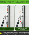 Adjustable Heavy Duty Aluminum Anchor Mount For Wall Mounted Resistance Bands showing sliding mechanism and knobs for secure height adjustments.