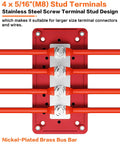 Built Tough 300A Waterproof Power Distribution Block With Four 5/16 M8 Terminal Studs, stainless steel terminal design.