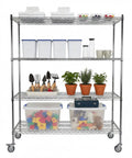 Heavy Duty 5 Tier Wire Shelving With Wheels Mobile Steel Storage Rack Each Layer Up To 250Kg Per Shelf Easy Tool Free Assembly