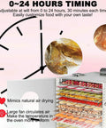 Top-Shelf Commercial Food Dehydrator With 16 Stackable Trays And Badass Stainless Steel Frame with adjustable timer and food.