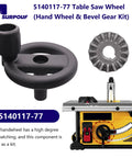 Replacement Table Saw Hand Wheel And Bevel Gear Kit For DeWalt Saws Like DW745 featuring wheel and gear next to saw diagram.