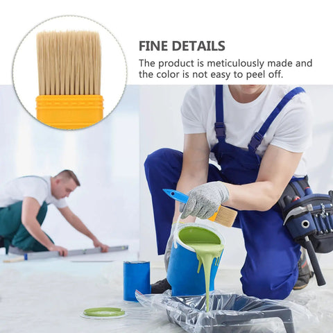 Man in overalls using 2 Inch Nylon Bristle Paint Brush With Plastic Handle, Thickened Oil Based Brush for DIY pouring paint