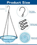 2 Pack Hanging Bird Bath And Feeder Set For Outdoors Multi Purpose Water Bowl Bathing And Feeding Station For Garden Birds Blue Plastic Outdoor Bird Waterer Easy To Hang Great For Bird Watching with dimensions shown.