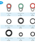 Diagram of 60 Piece AC O Ring And Seal Kit For Air Conditioning Compressor Replacement With size dimensions.