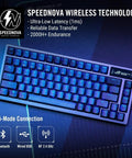 Buttery Smooth Wireless Mechanical Gaming Keyboard With 75 Percent Tkl Layout And Tri Mode Hookup showcasing Speednova technology and vibrant RGB.
