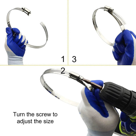 Six-piece Amazon hose clamp set: adjustable 304 stainless steel worm-drive clamps, 4–6 in