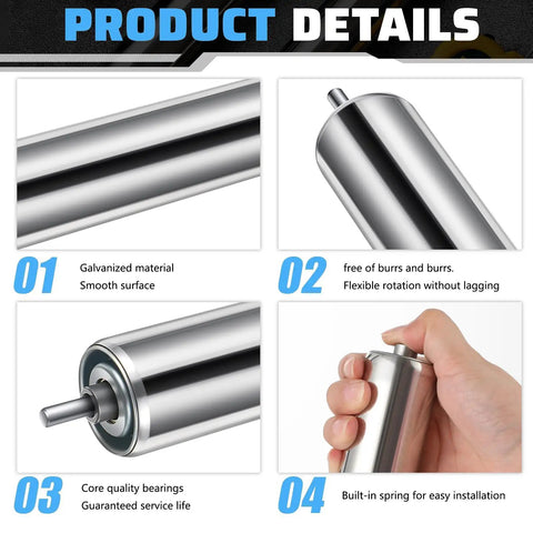 Heavy Duty Galvanized Gravity Conveyor Roller With Spring Loaded Ends No Sweat Setup Industrial Storage Track 23.6 Inch Length 1 Inch Diameter 8Mm Shaft Built Tough For Warehouse Hauls And Shipping
