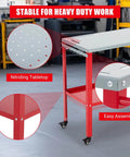 Movable Welding Table 36 By 18 Inch Heavy Duty Steel Workbench with fixture holes and casters, highlight on easy assembly