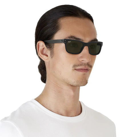 Man wearing Mr Burbank Rectangular Sunglasses for Men 55mm Black and Green Frames with 100 Percent UV Protection Lenses
