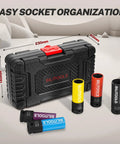 5 Piece 1/2 Inch Drive Impact Lug Nut Socket Set With Non Marring Thin Wall Wheel Protector Sockets In 15mm 17mm 19mm 21mm 22mm
