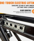 Close-up of Heavy Duty 660 Lbs Electric Hydraulic Lift Table Cart With Portable Folding Scissor Design, showcasing the one-touch electric lifting mechanism.