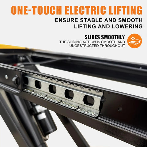 Close-up of Heavy Duty 660 Lbs Electric Hydraulic Lift Table Cart With Portable Folding Scissor Design, showcasing the one-touch electric lifting mechanism.