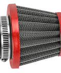 35Mm Air Filter for 50cc-125cc ATV Dirt Bike Go Kart engines, compatible with PZ19 PZ20 carbs, featuring red trim and mesh design