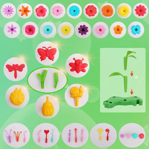 Flower Garden Building Kit For Kids 120 Piece Bouquet Toy Set Build A Floral Arrangement STEM Learning Safe Non Toxic BPA