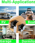 Heavy-Duty Folding Table Leg Hinge With 180-Degree Locking Drop Leaf Bracket in various settings: RV, boat, garage, dormitory