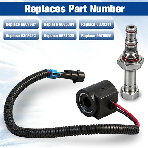 Solenoid Valve Coil And Hydraulic Spool Valve Stem Element Kit Pro Grade For Bobcat Skid Steer Loaders Compatible With Models 653 751 753 763 773 863 864 873 883 963 S175 S185 Replaces 6667687 6309311 6671025 6675559 shown with coil and stem
