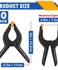 10-pack black plastic spring clamps with orange tips, 6-inch size for crafts, photography, and backdrops