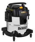 Heavy Duty 5 Gallon Wet And Dry Shop Vacuum With Solid 4 Peak Horsepower Motor and Built In Blower Port, silver and black.