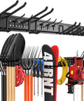 Garage Tool Organizer Wall Mount 48 Inch With 10 Adjustable Heavy Duty Hooks Holds Up To 400 Lbs Durable Tool Storage Rack For Garage Shed Garden And Yard Organization