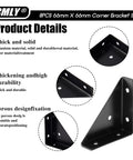 Black 8 Pack 66mm Triangle Shelf Brackets For Wood Metal And Cabinets with product details and close-up views.