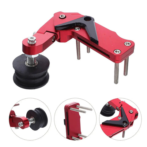 Universal Motorcycle Chain Tensioner Kit With Red Adjuster Sprocket For Dirt Bikes Atvs And Motocross Ensures Smooth Rides With Anti Slip Design, red metal with black roller