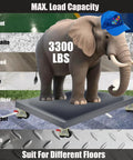 Heavy Duty Leveling Casters With Brakes, 2 Inch Swivel Rolling Wheels Set Of 4, 3300 Lb Capacity under an elephant on a platform.