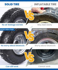 Comparison of flat free 10 inch solid replacement tire wheel for Gorilla Cart hand truck versus inflatable tire with benefits