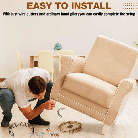 Heavy Duty Couch Upholstery Spring Repair Kit Built Like A Tank With Rock Solid Coils And Steel Stay Wire For Dirt Simple Saggy Sofa Fix and Recliner Seat Support during installation.