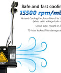 P1S P1P 3D Printer Hotend Assembly with cooling fan showing safe and fast cooling at 15500 rpm per minute.