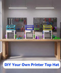 Upgraded Top Cover For Snapmaker U1 Printer with DIY Color Options displayed on a wooden table in a workshop environment.