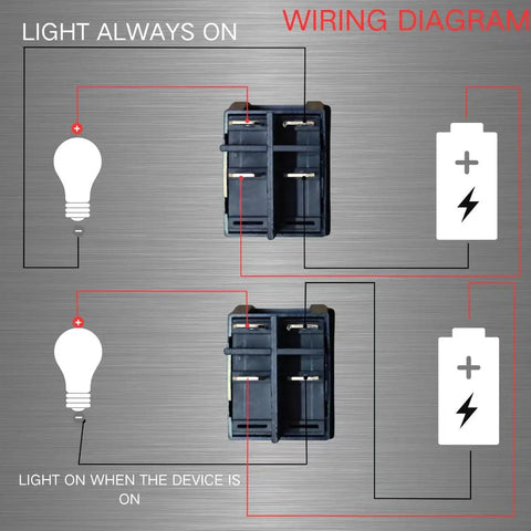 Heavy Duty 30A 250V DPST Rocker Switch 4 Pin Green Lighted On Off Toggle Two Pack For 120V/240V Applications, Perfect For Home, Automotive, And DIY Projects wiring diagram with battery and lamp