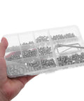 400 Piece Stainless Steel Screw Set Kit Pro Grade With Self Tapping And Corrosion Resistant Metric Fasteners in clear box
