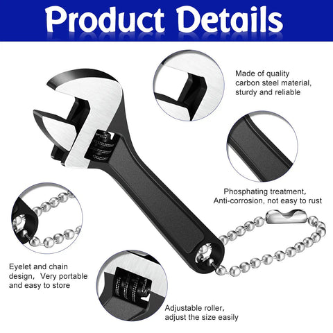 Three Piece Mini Adjustable Wrench Set With Knurl Wide Jaw, Pocket Hand Spanners And Micro Wrenches, 2.5 Inch Portable Auto Repair Tools For Quick Fixes, Lightweight Chain Wrench Kit For Small Jobs