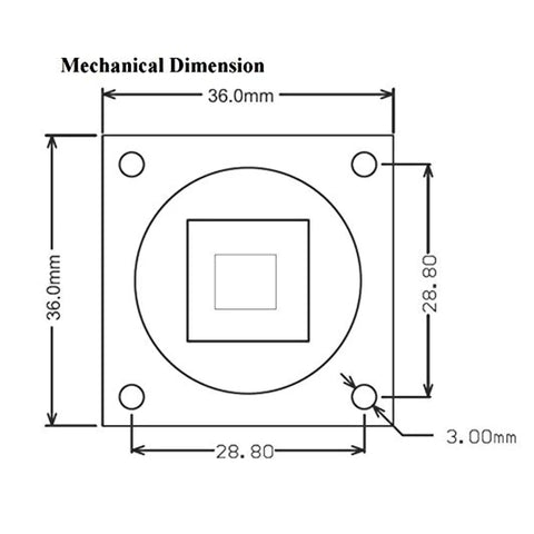 Mechanical dimensions of Raspberry Pi Camera Module With Interchangeable CS Mount Lens for Pi 5 4 3 3B Plus 5MP OV5647 1080P Video.