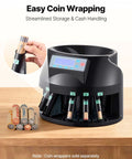Coin Counter And Sorter Machine For US Coins With LCD Display Sorts Pennies Through Dollars At Up To 300 Coins Per Minute