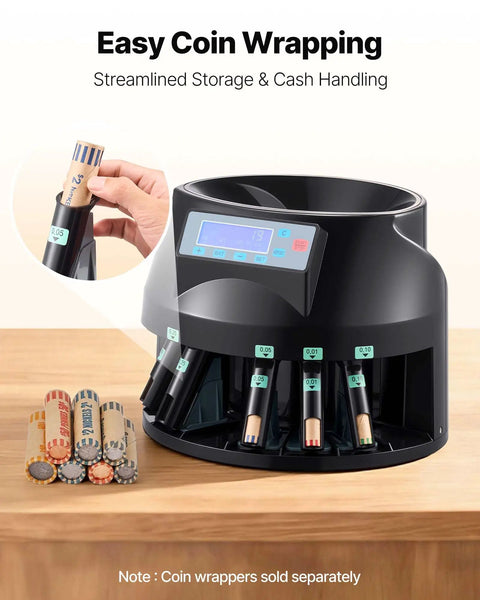 Coin Counter And Sorter Machine For US Coins With LCD Display Sorts Pennies Through Dollars At Up To 300 Coins Per Minute