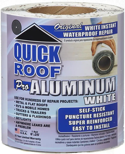 RV Roof Repair Tape Quick Roof Aluminum Sealant For Leaks On Metal And Flat Roofs White 6 Inch By 25 Foot Roll Heavy Duty