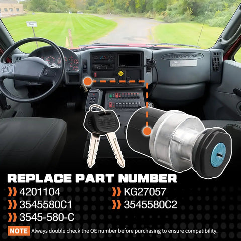 Ignition Switch With Key Replacement Compatible With Part Numbers 3545580C2 3545580C1 3545580C KG27057 4201104 Durable Metal