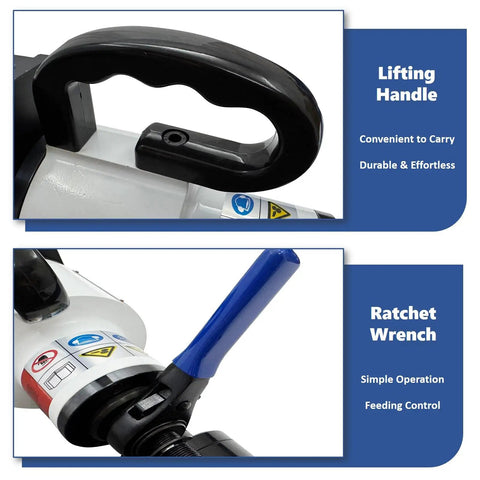Heavy Duty Electric Pipe Bevellers With Internal Expanding Chuck For 2.56 To 6.26 Inch Tubing 1500W lifting handle and ratchet wrench close-up