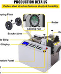 Heavy Duty Electric Wire Stripper With Digital Display 300W Cold Cutting Machine features LCD display, clamping plate, cooling fan, and cutter.