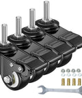 Pack of 4 2 Inch Caster Wheels With M8x25mm Threaded Stem, 360 Degree Swivel, Double Brakes, wrench included.