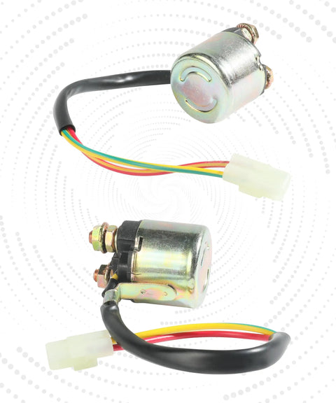 Premium Heavy Duty Starter Relay Solenoid For Honda Trx Atv with copper windings and multi-colored wiring.