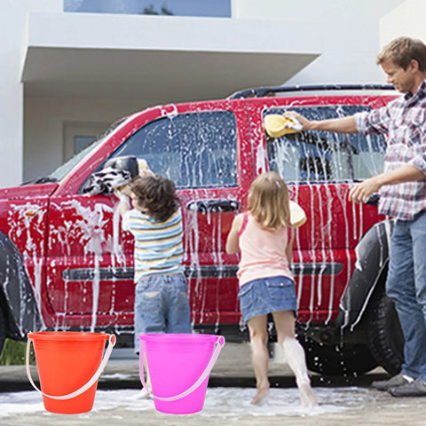 Children using 12 Pack 5 Inch Beach Buckets With Shovels Set For Kids Colorful Sand Pails Water Buckets Beach Toys For Summer Fun In The Sun