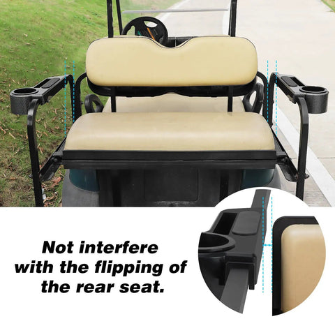 Golf Cart Rear Seat Armrests With Cup Holder And Phone Mount For EZGO Club Car Yamaha, Easy Install, UV Resistant ABS