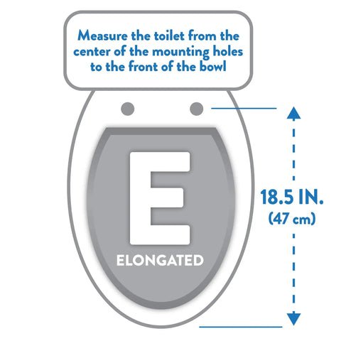 Measurement guide for elongated toilets with 18.5-inch size. Plush Cushioned Toilet Seat In Desert White For Elongated Bathrooms Soft Vinyl Comfort Upgrade Cozy Ultra Plush Pad For Stylish Decor Off White Fits Most Elongated Toilets 19.7 x 15 x 3 Inches diagram.
