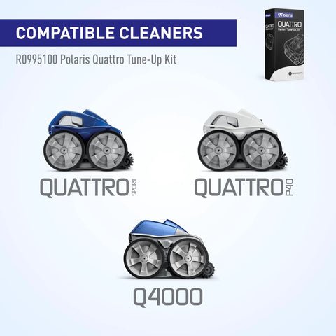 Quattro Sport Tune Up Kit With Drive Shaft And Gear Box Assemblies for Quattro Series UTVs showing compatible models P40, Q4000