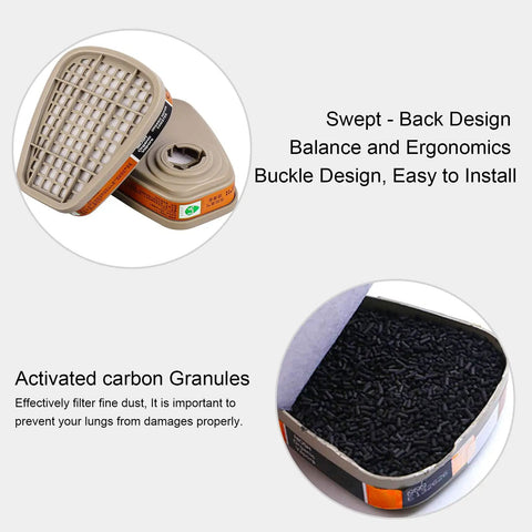 Close-up of Reusable Half Face Mask With Glasses For Gas Dust Paint Car Spraying And Organic Vapors Pro Grade Filter Cotton