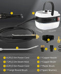 Heavy Duty Handheld Steam Cleaner 2500 Watt Hella Powerful Vapor Output For Quick Car Detailing and Smooth Home Cleanup At Two Hundred Twenty One Degrees Chemical Free No Sweat Struggle Ever with steam hose and accessories.