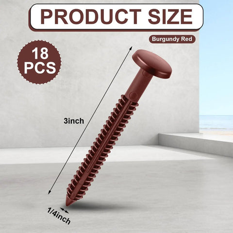 18 Pack Three Inch Vinyl Shutter Fasteners for Window Panels Lok Pins Screws Spikes and Anchors Burgundy Red product size details
